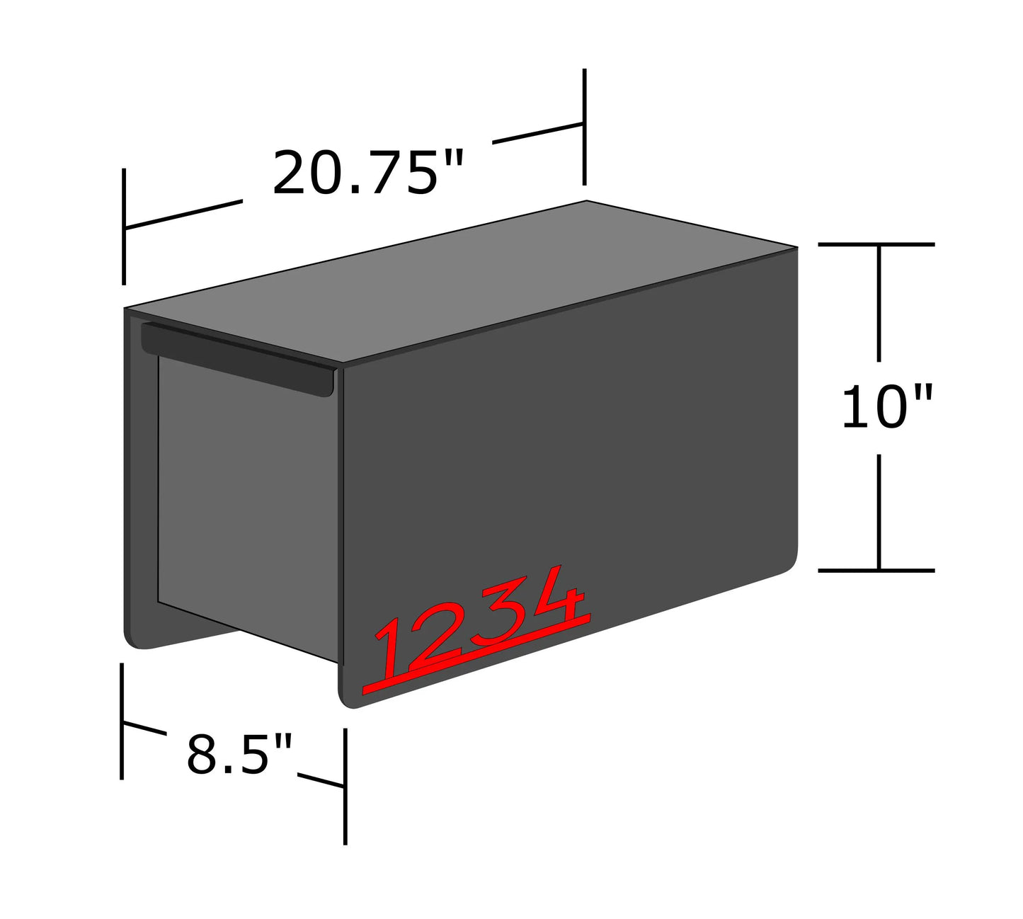 Custom Steel Mailbox with Address Numbers & Red Flag
