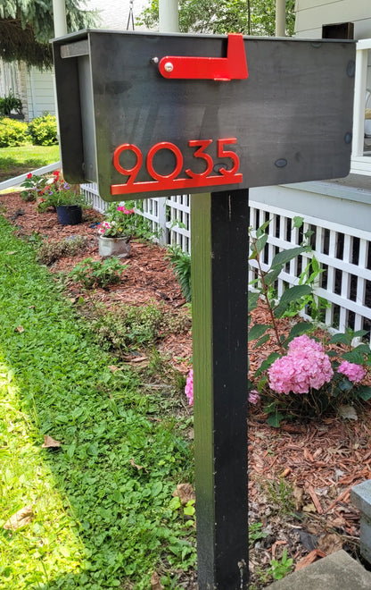 Custom Steel Mailbox with Address Numbers & Red Flag